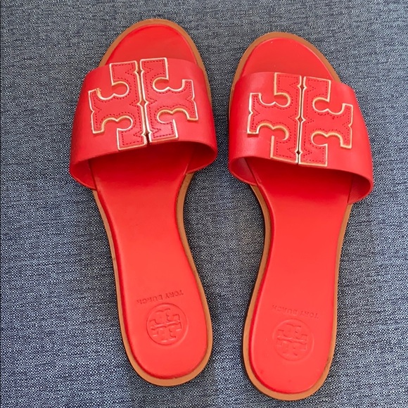 red tory burch slides